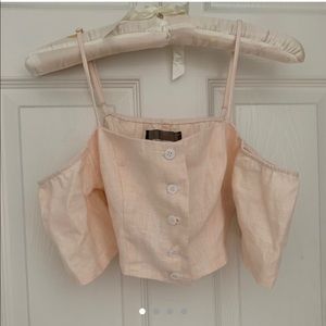 Reformation - cropped linen blend blouse